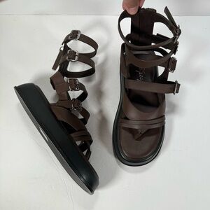 Free People Jojo Brown Gladiator Strappy Boho Sandals Women Size 7